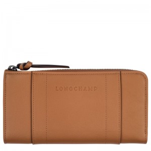 Men Longchamp 3D Zip Around Wallet Beige | Ireland-651JOZXAQ