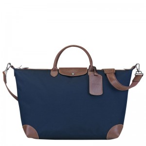 Men Longchamp Boxford L Travel Bag Blue | Ireland-038QGIPON
