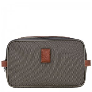Men Longchamp Boxford Toiletry Bags Brown | Ireland-754KEPJXG