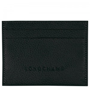 Men Longchamp Le Foulonné Card Holder Black | Ireland-092UMLQAH