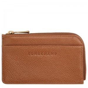 Men Longchamp Le Foulonné Card Holder Brown | Ireland-278KSCFYQ