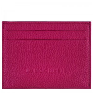 Men Longchamp Le Foulonné Card Holder Fuchsia | Ireland-057PJDZAU