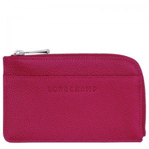 Men Longchamp Le Foulonné Card Holder Fuchsia | Ireland-875IJHODN
