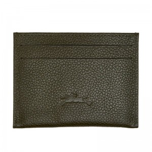 Men Longchamp Le Foulonné Card Holder Khaki | Ireland-836KDUVFS