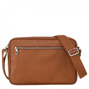 Men Longchamp Le Foulonné M Camera Crossbody Bag Brown | Ireland-842RVMOLH