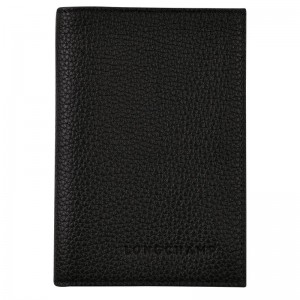 Men Longchamp Le Foulonné Passport Holder Black | Ireland-734RVLJWT