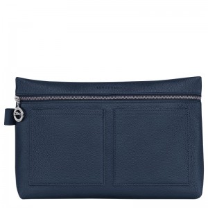 Men Longchamp Le Foulonné Toiletry Bags Navy | Ireland-752HPEBWL