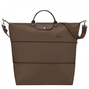 Men Longchamp Le Pliage Green Expandable Travel Bag Dark Brown | Ireland-063JSRLEH