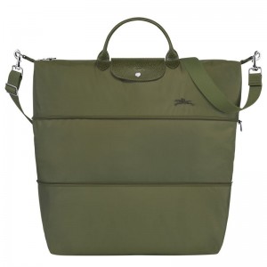 Men Longchamp Le Pliage Green Expandable Travel Bag Dark Green | Ireland-923KUTLCH
