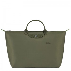Men Longchamp Le Pliage Green L Travel Bag Dark Green | Ireland-097VLWTEA