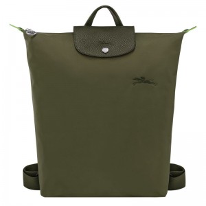 Men Longchamp Le Pliage Green M Backpack Dark Olive | Ireland-801DOFMNH