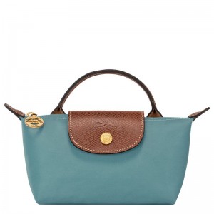 Men Longchamp Le Pliage Original With Handle Pouch Blue | Ireland-960QTGXZP
