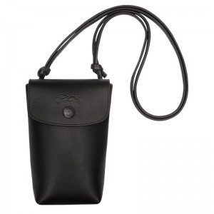 Men Longchamp Le Pliage Xtra With Leather Lace Phone Case Black | Ireland-381CSKDYB