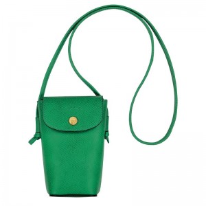Men Longchamp Épure With Leather Lace Phone Case Green | Ireland-217VTXHWA