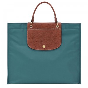 Women Longchamp Cabas L Tote Bag Blue Green | Ireland-190OGLVQZ
