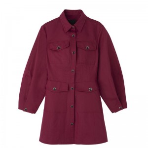 Women Longchamp Canvas Dress Dark Red | Ireland-617ODGJWI