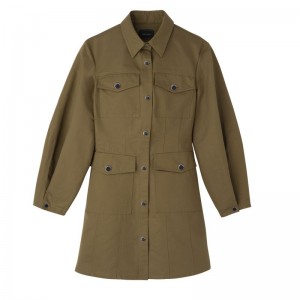 Women Longchamp Canvas Dress Olive | Ireland-893UNXBPK
