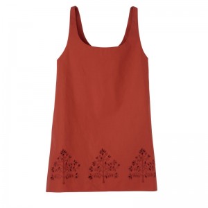 Women Longchamp Embroidered Canvas Dress Pink | Ireland-859FMWXAQ