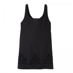 Women Longchamp Embroidered Canvas Dress Black | Ireland-357ZIPBHJ