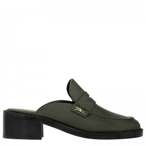Women Longchamp Epure Timeless Mules Khaki | Ireland-063BVFLZX