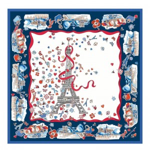 Women Longchamp Equestrian Tower 50 Scarf Cream | Ireland-659JNOCMK