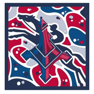 Women Longchamp Equestrian Tower 70 Scarf Red / Navy | Ireland-569KYLOVA