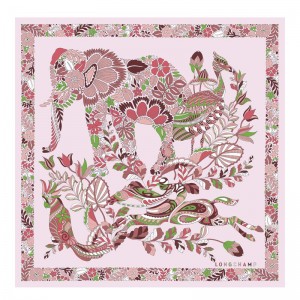 Women Longchamp Forêt 50 Scarf Beige | Ireland-856TSHLIJ