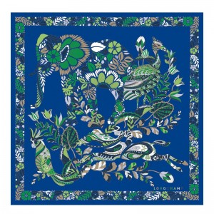 Women Longchamp Forêt 50 Scarf Light Blue | Ireland-835HPZUFN