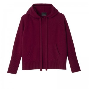 Women Longchamp Hoodie Jumper Dark Red | Ireland-256YSJTIQ