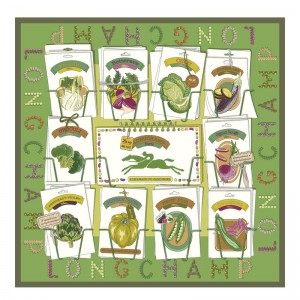 Women Longchamp In The Vegetable Garden 70 Scarf Green / Multicolor | Ireland-369MPVQIK
