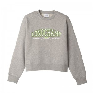 Women Longchamp Jersey Sweatshirt Grey | Ireland-658IDXVNT