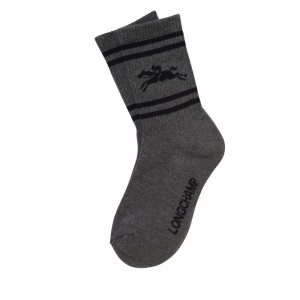 Women Longchamp Knit Socks Dark Grey | Ireland-364KEBICV
