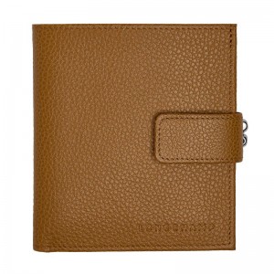 Women Longchamp Le Foulonné Compact Wallet Brown | Ireland-635DKHGRX
