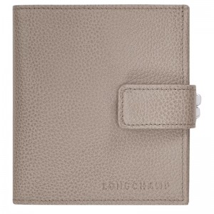 Women Longchamp Le Foulonné Compact Wallet Grey | Ireland-358JCULGR
