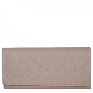 Women Longchamp Le Foulonné Continental Wallet Grey | Ireland-580KXLSQB