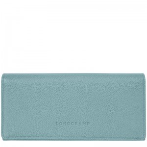 Women Longchamp Le Foulonné Continental Wallet Blue | Ireland-973RTUYAM