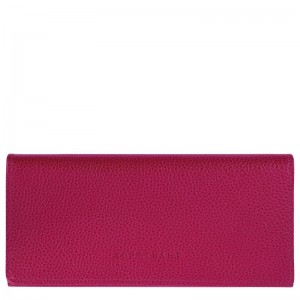 Women Longchamp Le Foulonné Continental Wallet Dark Pink | Ireland-913CKRSHF