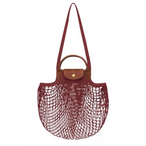 Women Longchamp Le Pliage Filet L Mesh Bag Dark Red | Ireland-359IWOKYZ