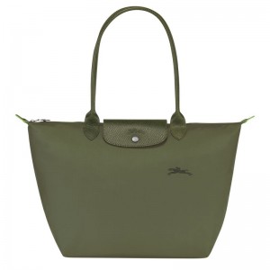 Women Longchamp Le Pliage Green L Tote Bag Dark Green | Ireland-142CEASXD