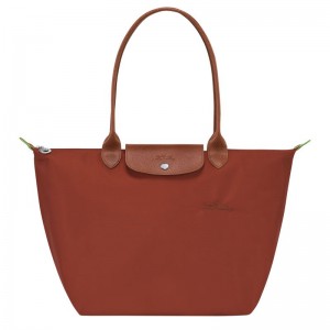 Women Longchamp Le Pliage Green L Tote Bag Brown | Ireland-743YFOVUW