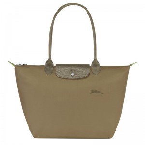 Women Longchamp Le Pliage Green L Tote Bag Olive | Ireland-970UNZTFC