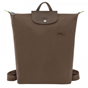Women Longchamp Le Pliage Green M Backpack Dark Brown | Ireland-742OAFQZP