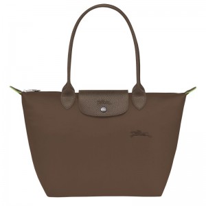 Women Longchamp Le Pliage Green M Tote Bag Dark Brown | Ireland-045HLXKMF
