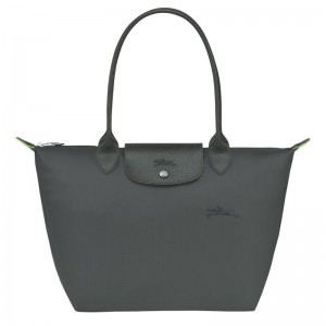 Women Longchamp Le Pliage Green M Tote Bag Deep Grey | Ireland-894DMORCF
