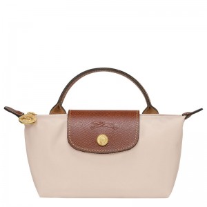 Women Longchamp Le Pliage Original With Handle Pouch Beige | Ireland-549TMJYXI
