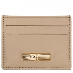 Women Longchamp Le Roseau Card Holder Beige | Ireland-394MSAJXP