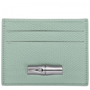 Women Longchamp Le Roseau Card Holder Blue Green | Ireland-325UTQLER