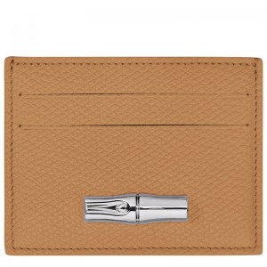 Women Longchamp Le Roseau Card Holder Brown | Ireland-218FBOQYK