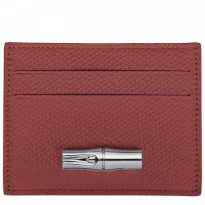 Women Longchamp Le Roseau Card Holder Brown | Ireland-476NVYODF