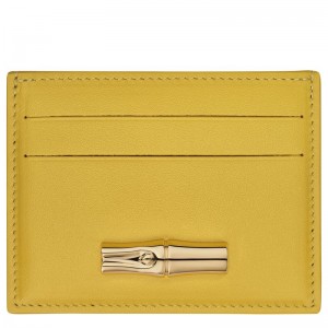 Women Longchamp Le Roseau Card Holder Yellow | Ireland-853ASVXWQ